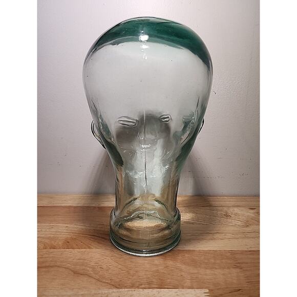 SOLD Mannequin Head Clear Green Tinted Glass 11 Inch Wig Hat Display Thick - Picture 5 of 7